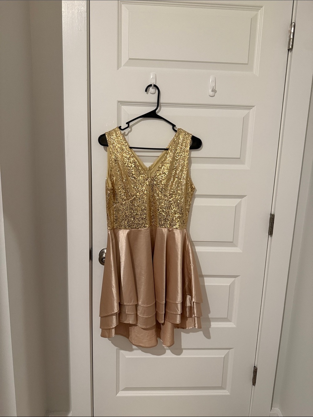 Gold Sequin and Champagne Layered Women’s’ Dress